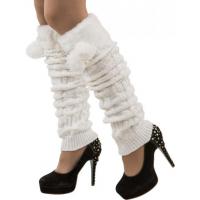 Beenwarmers met bolletjes Wit