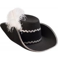 Musketierhoed zwart met hoedenband