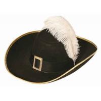 Musketiershoed Zwart met gesp