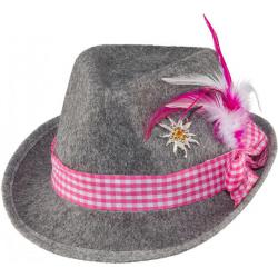 Traditionele Hoed Grijs/roze