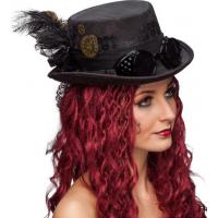 Cylinder Steampunk zwart met bril