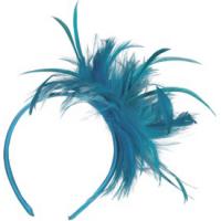 Haarstuk met veren Turquoise