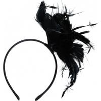 Haarstuk met veren Zwart