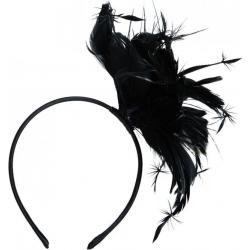 Haarstuk met veren Zwart