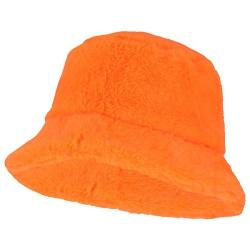 Bucket hat faux fur fluor oranje