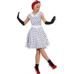 Rock'n'Roll Girl Wit met Zwarte Stippen