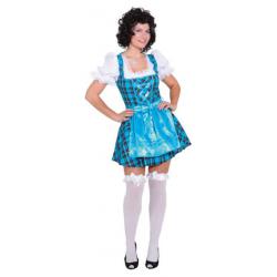 Dirndl kort, turquoise, geblokt