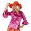 Satijn-Roesche blouse, fuchsia