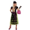 Dirndl lang, zwart-groen-roze