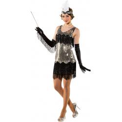 Roaring Twenties Jurk Zwart-Zilver