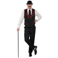 Vest zwart Met Lurex kraag, rood