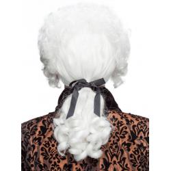 Pruik Barock met staart, wit