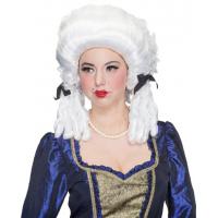 Damespruik Barock met lokken, Wit