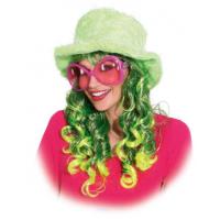 Pruik Langhaar Neon Geel/ Zwart