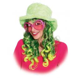 Pruik Langhaar Neon Geel/ Zwart