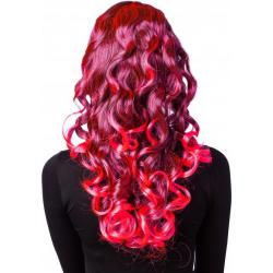 Pruik Langhaar Neon Pink/Zwart