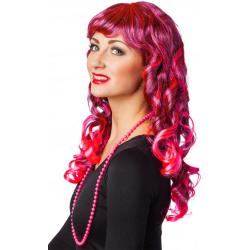 Pruik Langhaar Neon Pink/Zwart