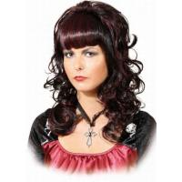 Dames Pruik Pony gekruld Zwart/Burgundi