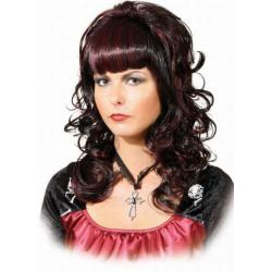 Dames Pruik Pony gekruld Zwart/Burgundi