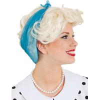 Damespruik Blond met Blauwdoek