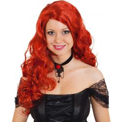 Dames Pruik Lang Gekruld Rood