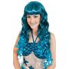 Pruik Langhaar Gekruld Zwart/Turquoise