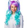 Manga Pruik met Staartjes Turquoise/Violet