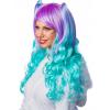 Manga Pruik met Staartjes Turquoise/Violet
