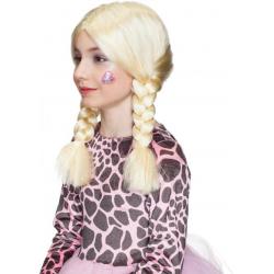 Kinderpruik met vlechten Blond